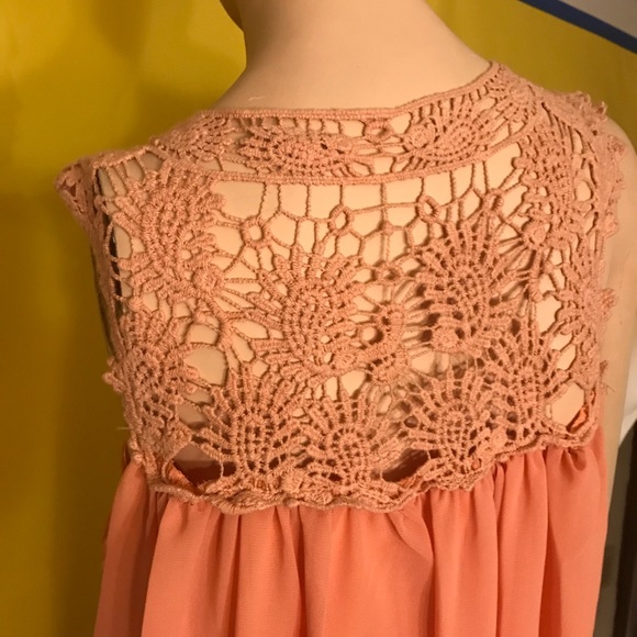 Halloween Orange Vintage Chiffon & Lace Midi Dress - Picture 6 of 10